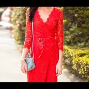 Diane Von Furstenberg Red Lace Dress